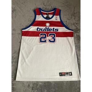 Nike Washington Bullets Jordan Black Cement Vintage White Authentic Jersey Sz 52